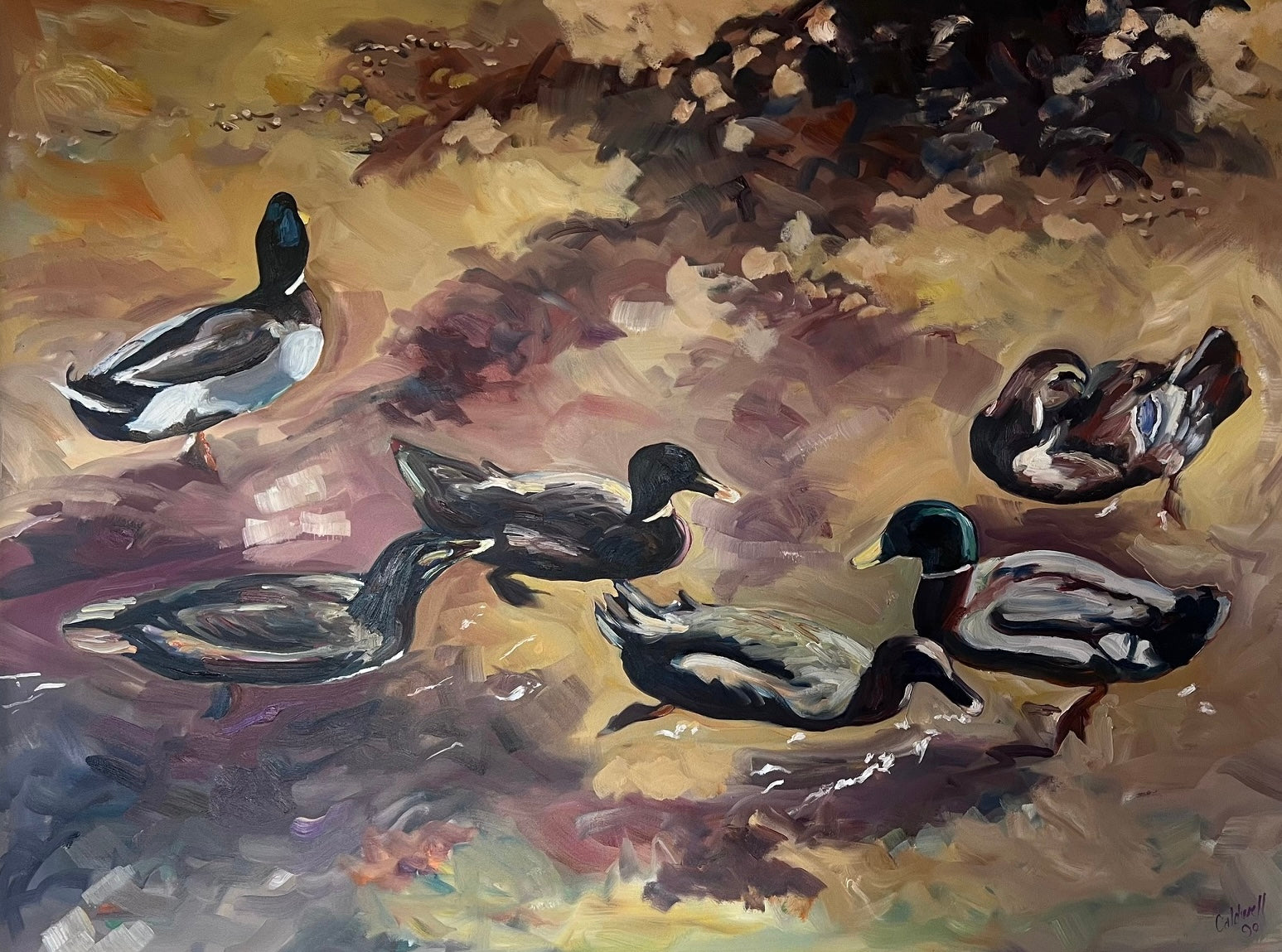 Jim Caldwell Large Mallard Ducks 1990