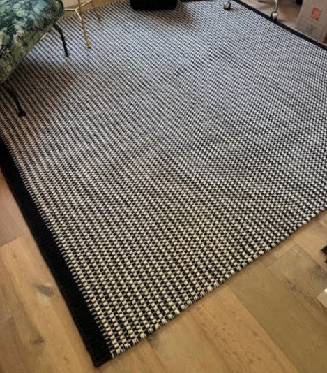 Black And White Geometric Wool Rug