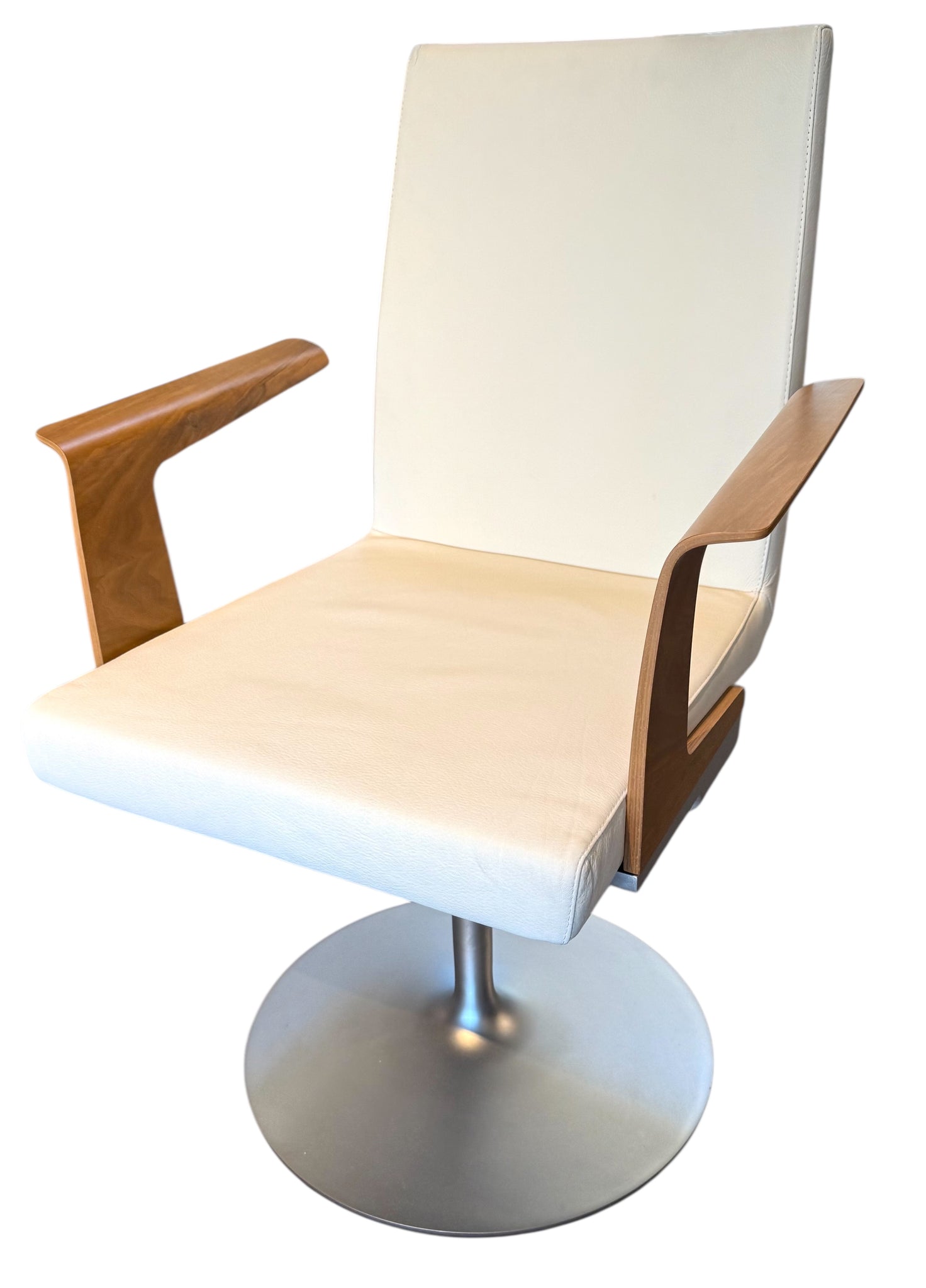 Set Of 5 Leather Rolf Benz Swivel Dining Chairs