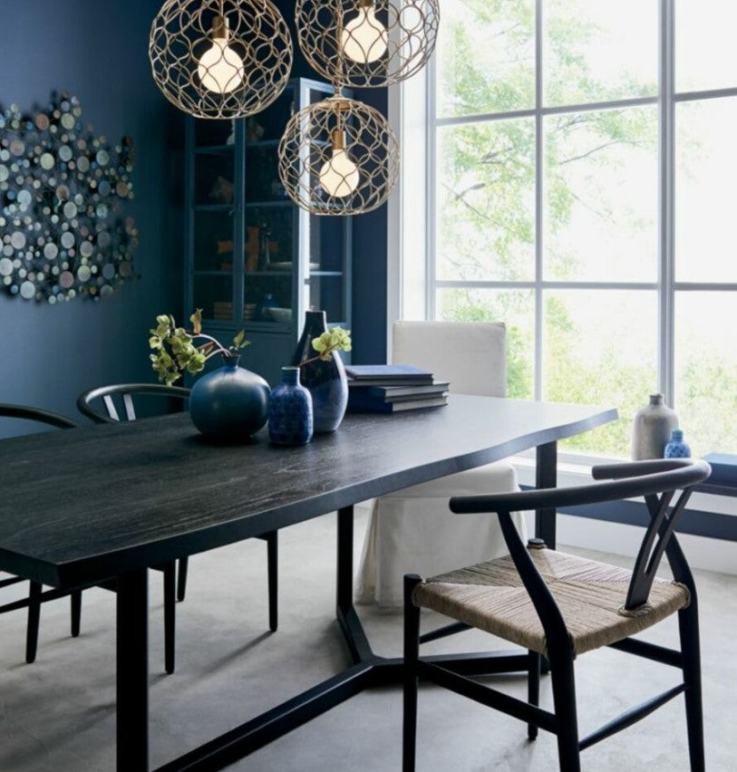 Crate and Barrel Verge 80" Black Live Edge Dining Table.