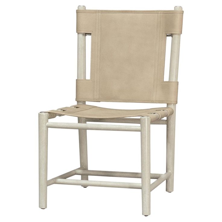 Set of 4 Palecek Whiskey White Wash Cashew Leather Cane Side Chairs