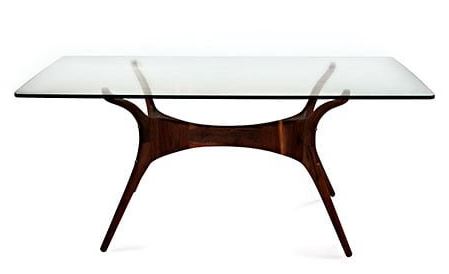 Okto Walnut Rectangular Table with Glass Top