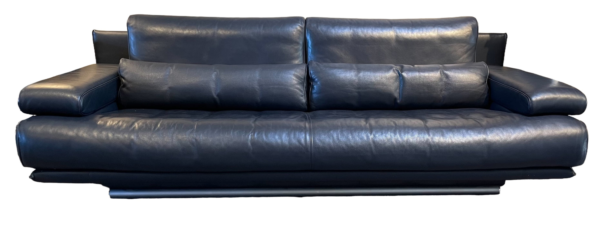 Rolf Benz Navy Leather Three Seat 6500-L Sofa