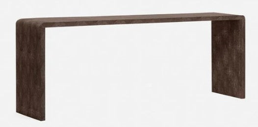 Made Goods Harlow Console Table in Mushroom Shagreen Finish.