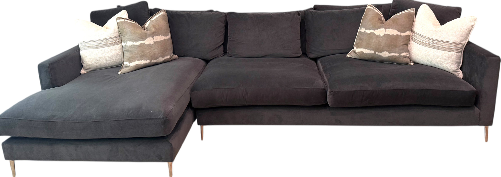 Architect Charcoal Grey "Envy" Velveteen Sofa