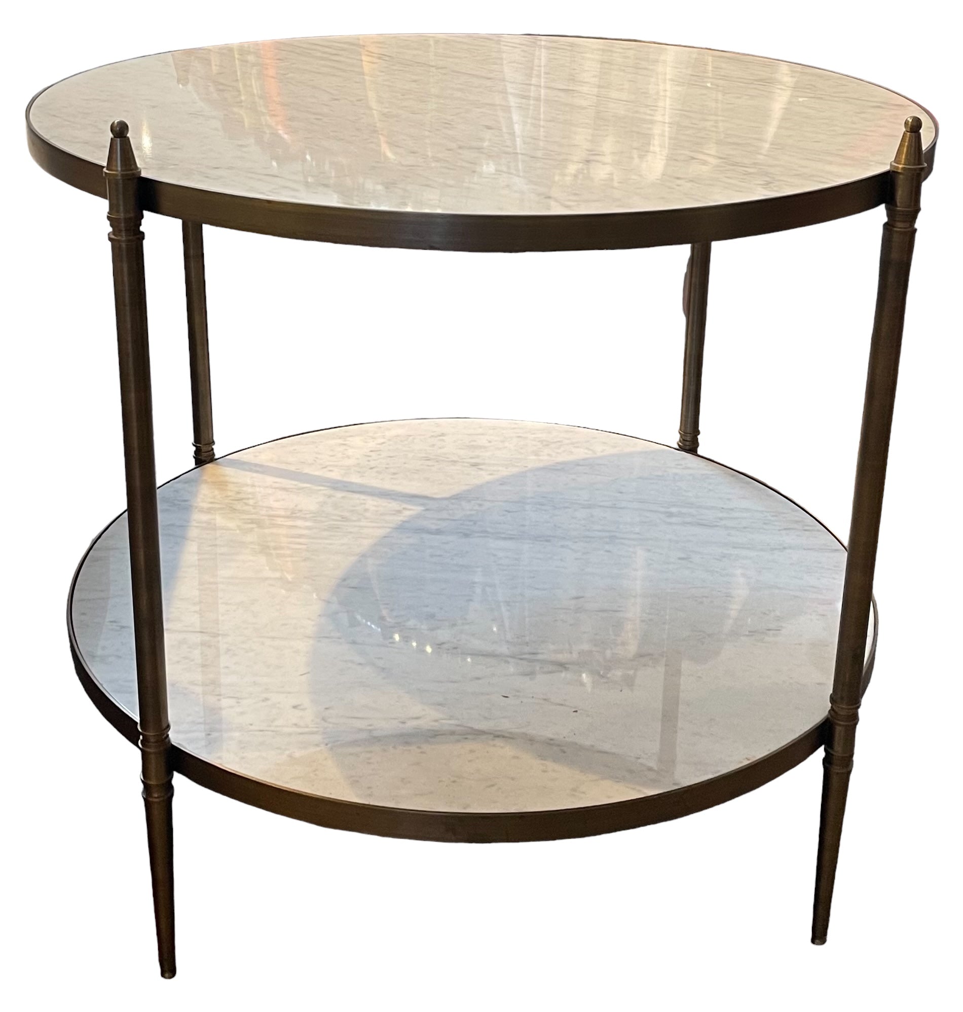 Two Tiered Marble and Brass Side Table