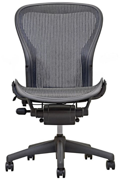 One Of Two Dark Grey Knoll Aeron Armless Office Chairs