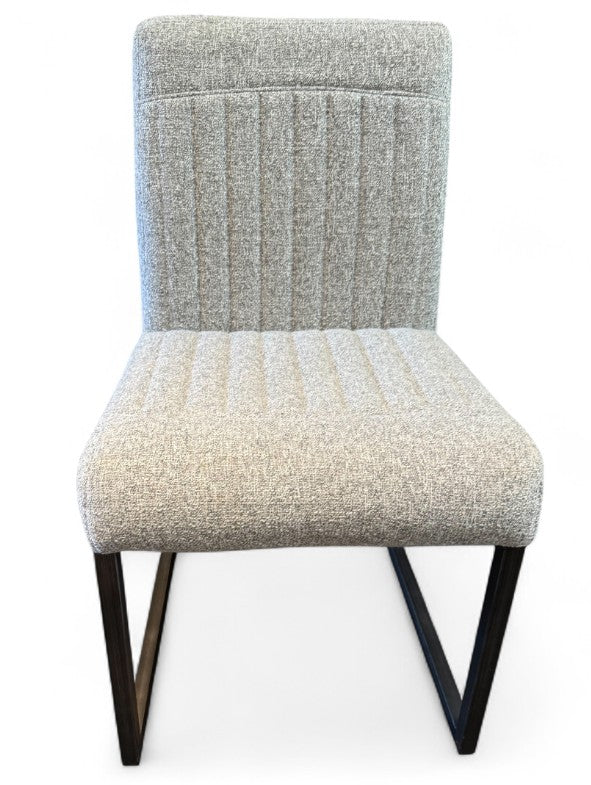 Set of Six NEW Grey Tweed Side Chairs with Pewter "C" Shaped Frame