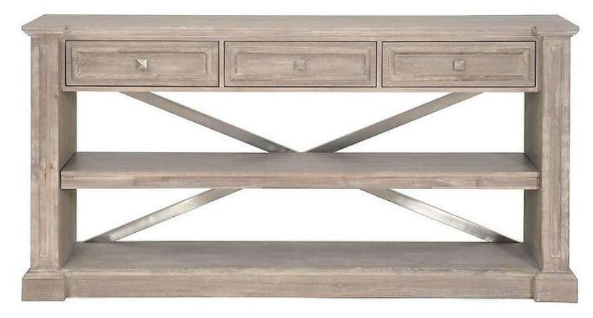 Willis Natural Gray 3 Drawer Console Table