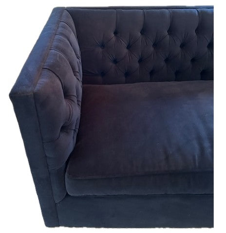 Ochre Royal Blue Tufted Velvet Loveseat.