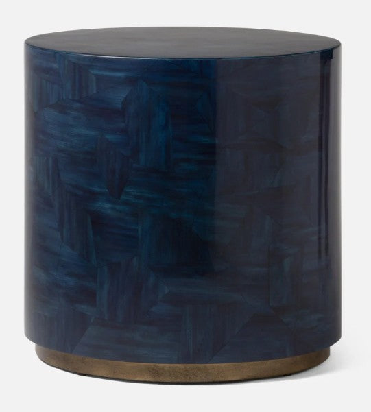 Made Goods "Boyd" Navy Blue And Brass Round Side Table