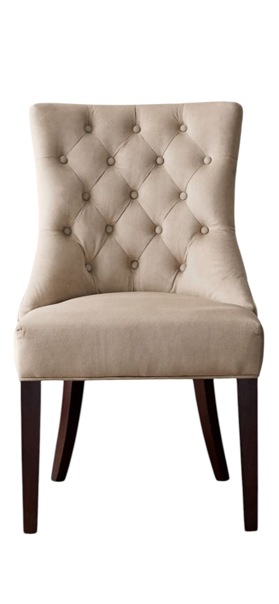 Set of Six Pottery Barn Hayes Tufted Dining Chairs Upholstered in Grey Velvet