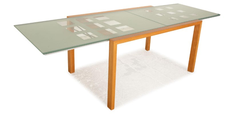 Ligne Roset Extensia Frosted Glass and Wood Dining Table