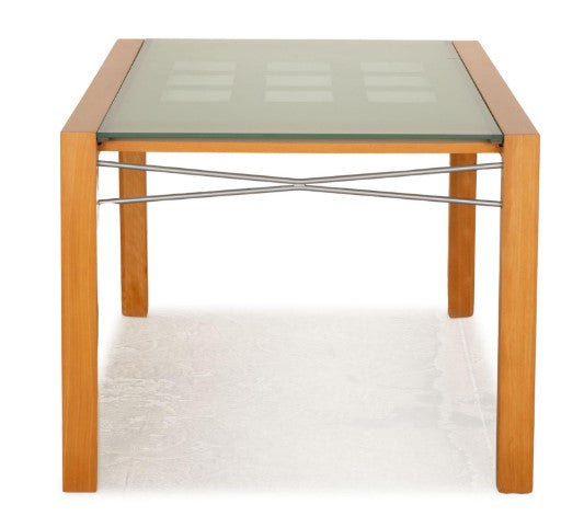 Ligne Roset Extensia Frosted Glass and Wood Dining Table