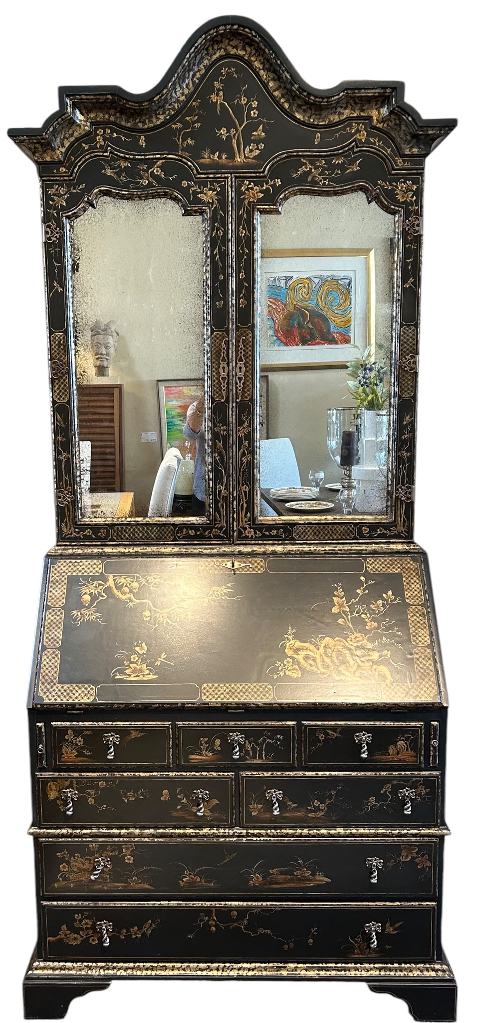 Modern History Reproduction Chinoiserie Tall Secretary Desk