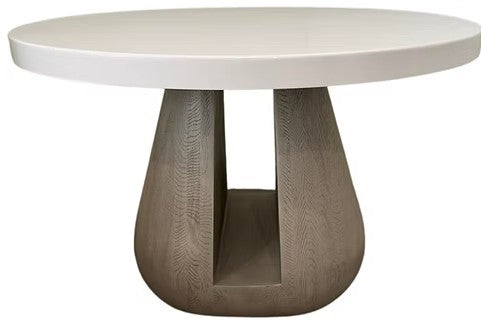 Sonder Living White Oblong Dining Table with Taupe Cut Out Base