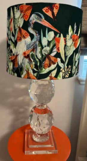 Pair of Faceted Crystal Lamps With Michelle Morin Heron Anthropologie Shades