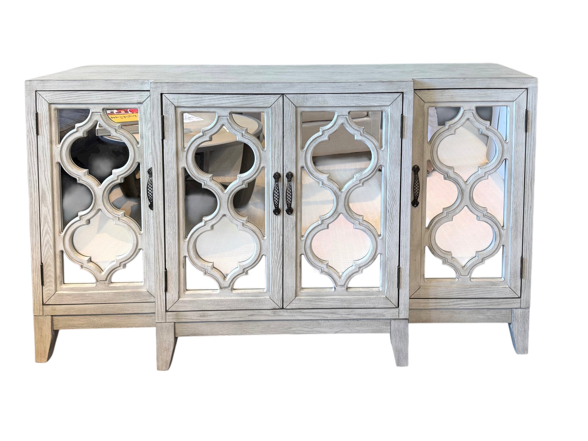 NEW Credenza with Four Arabesque Style Doors with Mirror Backing
