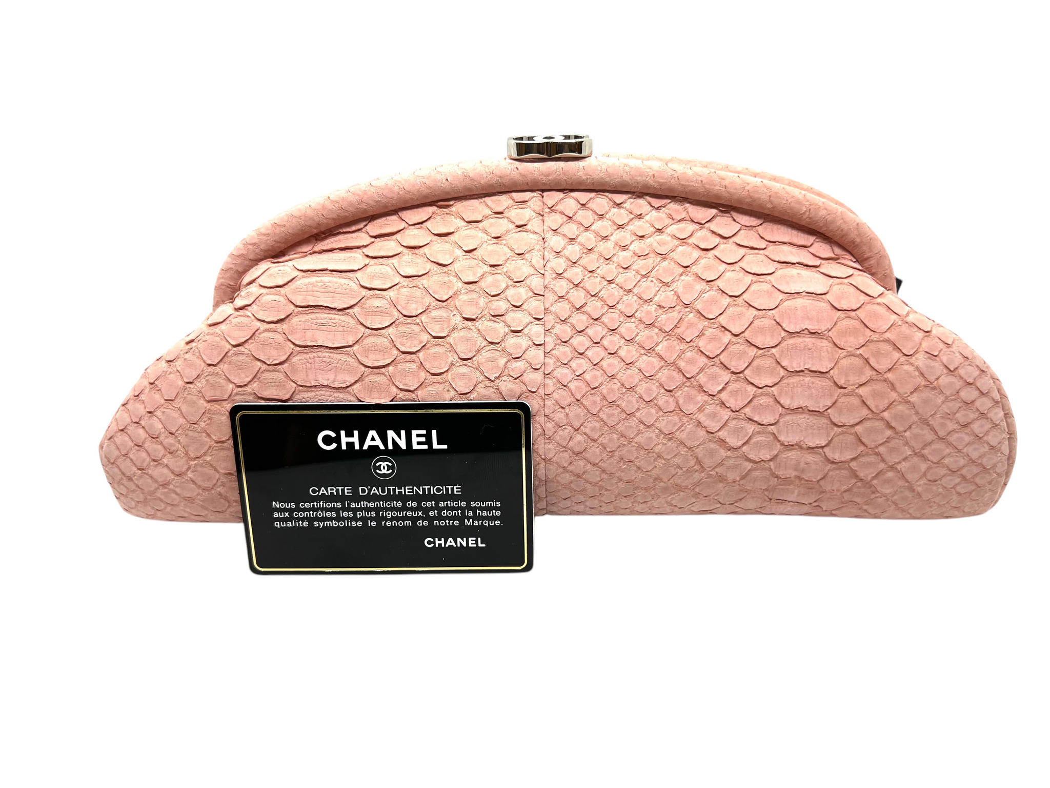 Pristine Pink Python Chanel "Snack" Clutch