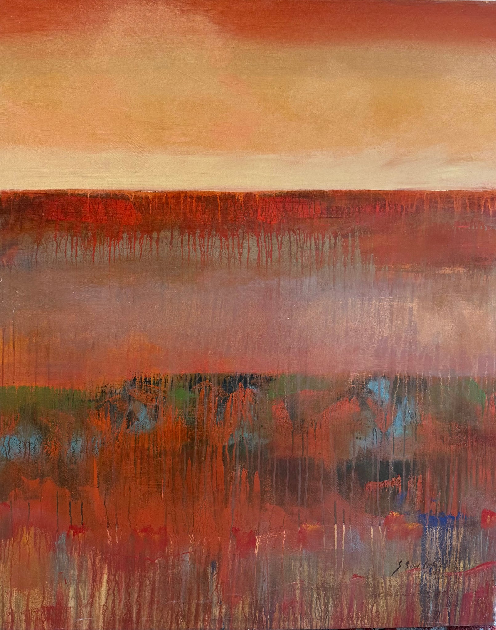 Starlie Sokol Hohne Three Color Mixed Media Abstract Art