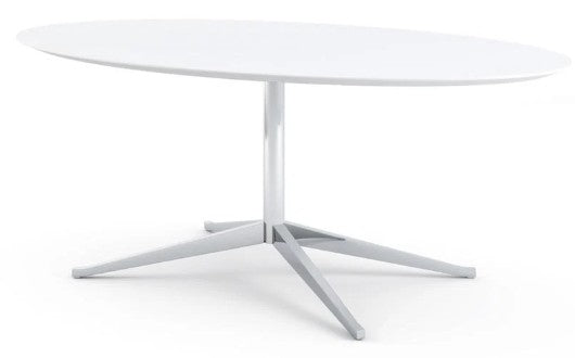 Florence Knoll 78" White Carrera Marble Oval Dining Table