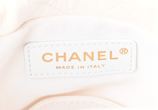 Chanel Ivory Drawstring Bag with Pearls.