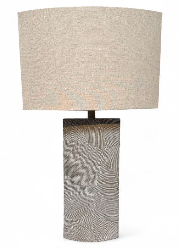 Pair Of NEW Taupe and White Rectangular Distressed Lamps