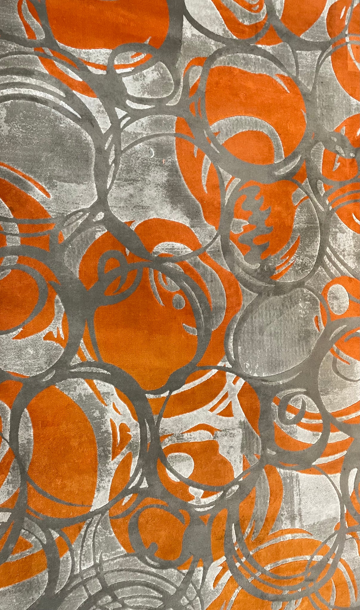 Surya Orange and Grey Abstract Rug with Multiple Circles