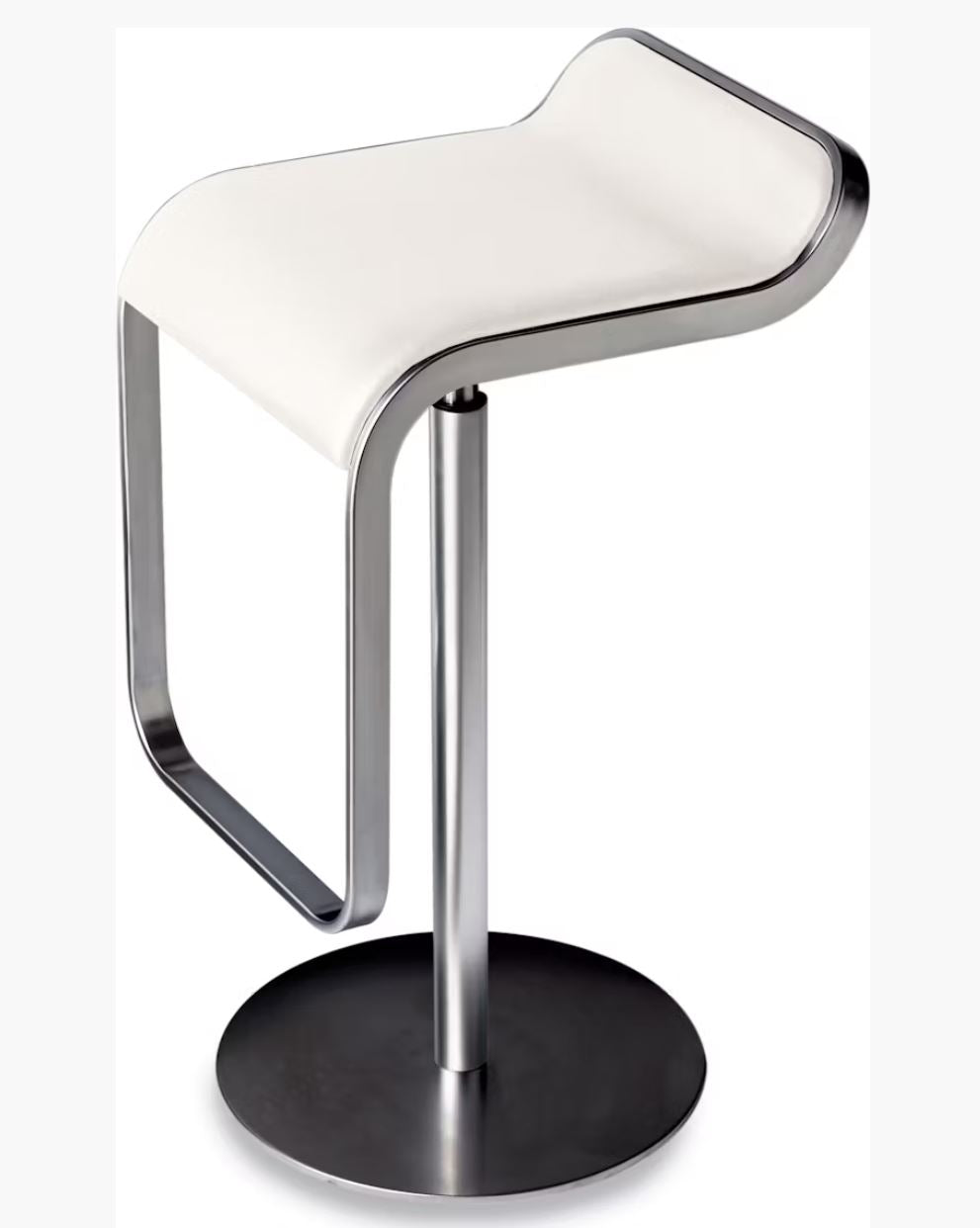 One of Four DWR Lem Piston Swivel Stools in White Leather.
