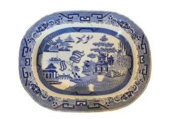 19th Century English Transfer Pearlware Blue Willow Platter