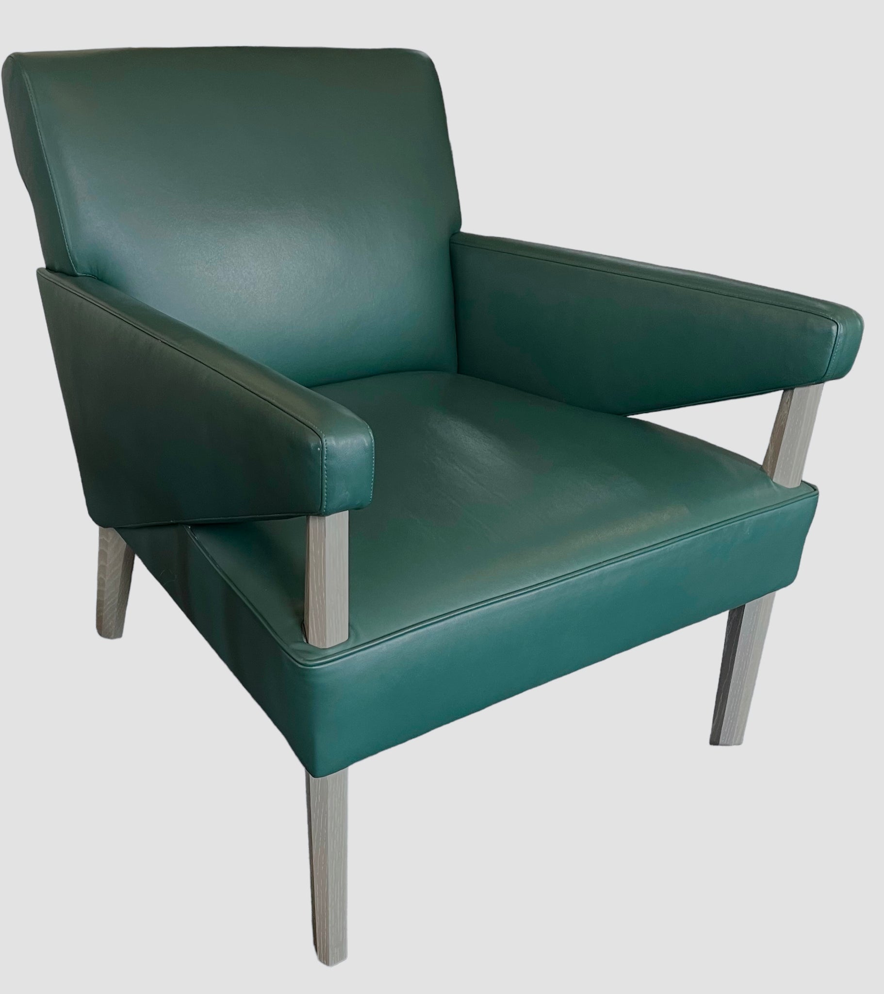 Pair of Custom Leather Mid Century Modern Chairs.
