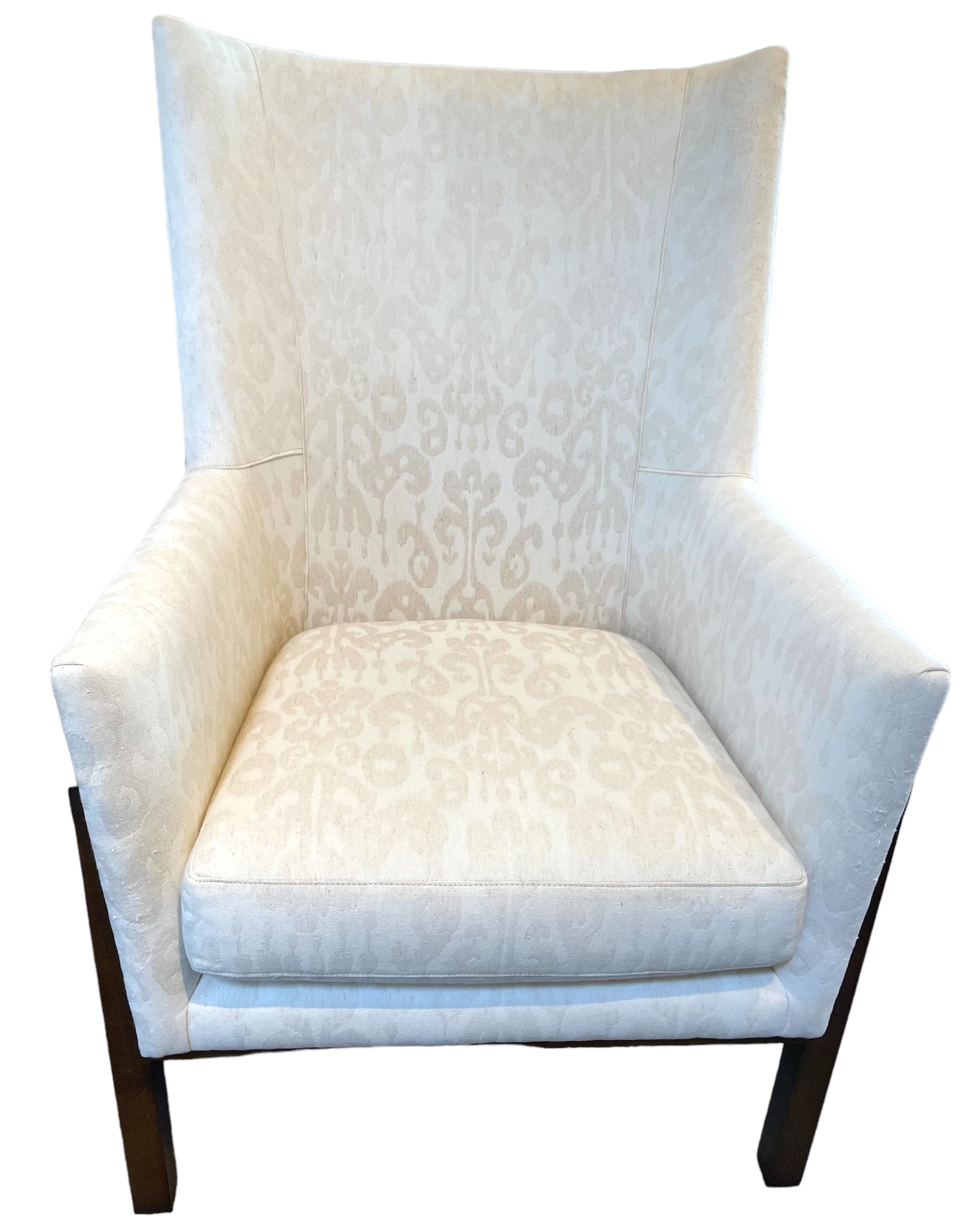 Lee Industries Wing Chair with Leather Back and Sides