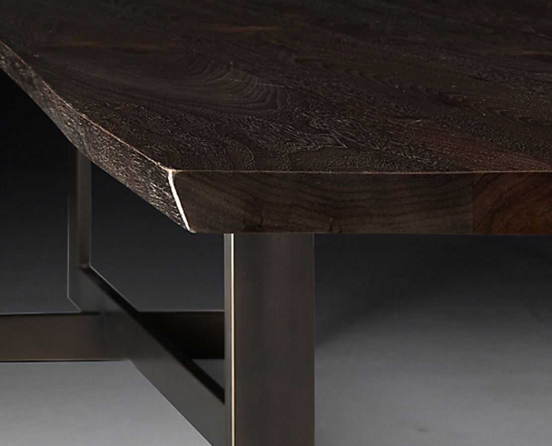 RH Linear 108” Dining Table in Ash Oak with Bronze Frame