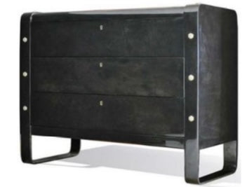 One of Two Scala Goatskin Parchment Nightstands.
