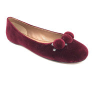 Alaia Wine Velvet Size 37.5 Flat Women's Shoes