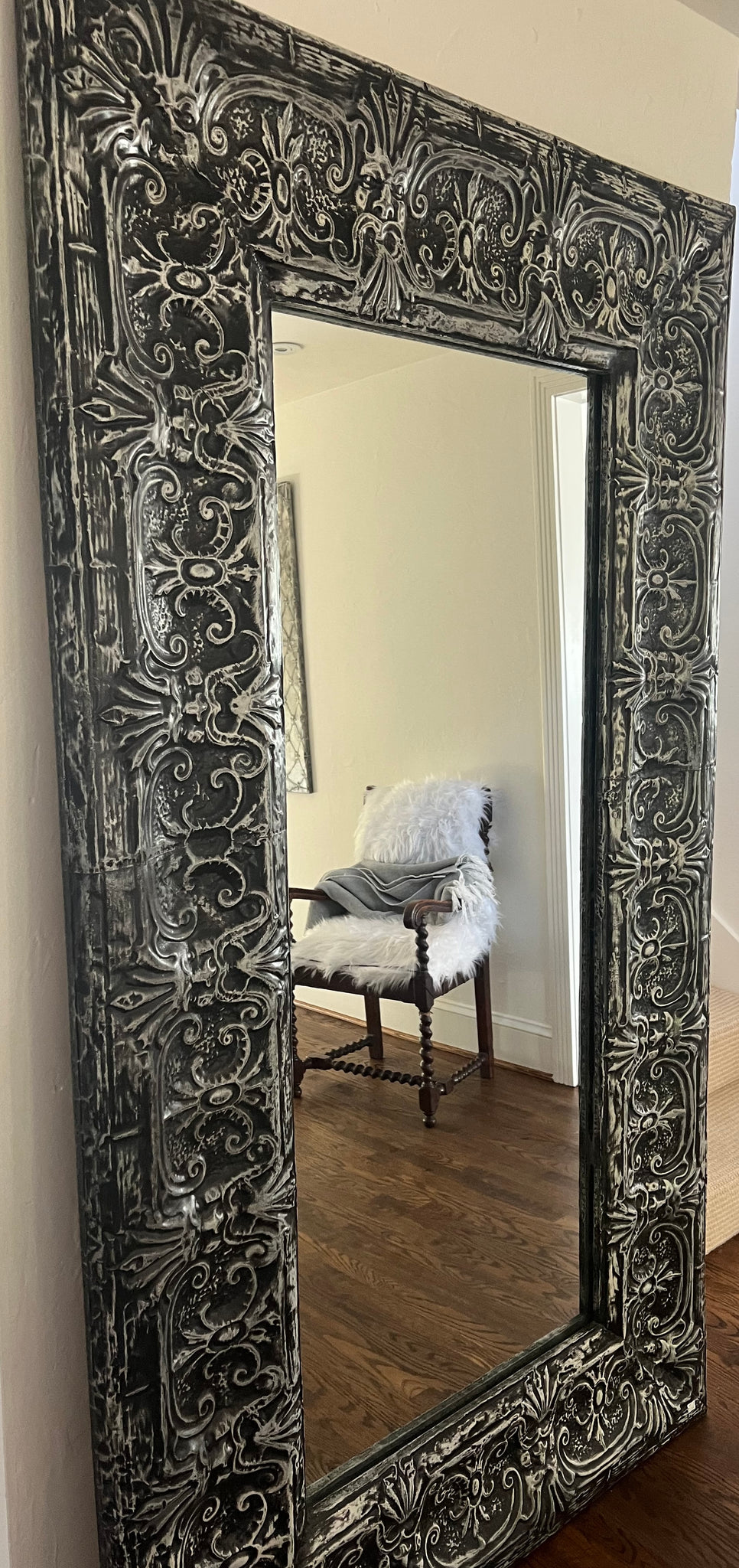 Mirror with Antique Salvaged Tin Ceiling Tile Frame